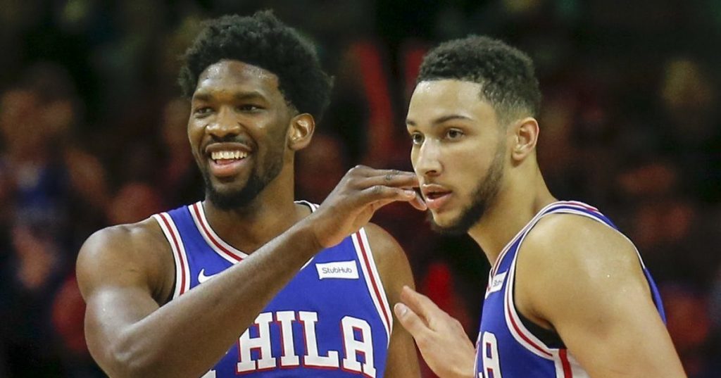 Joel Embiid et Ben Simmons sous le maillot des Sixers