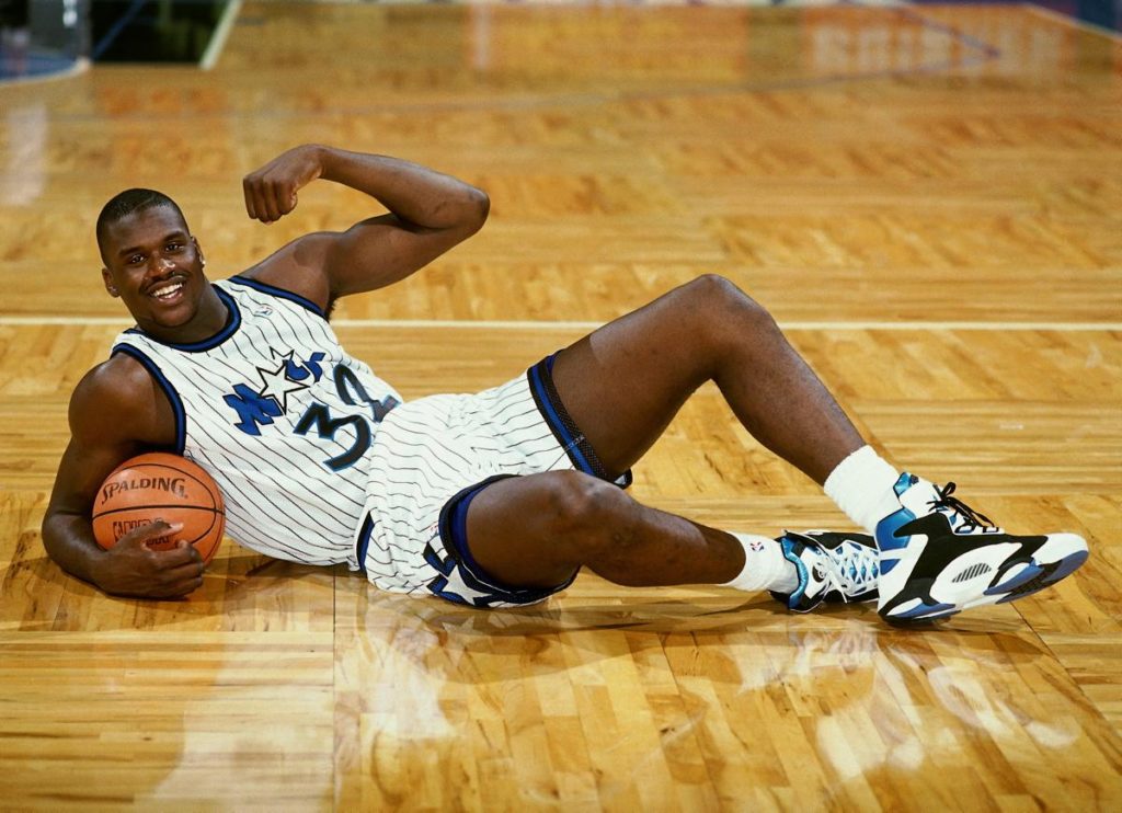 Shaquille O'Neal sous le maillot du Magic d'Orlando.