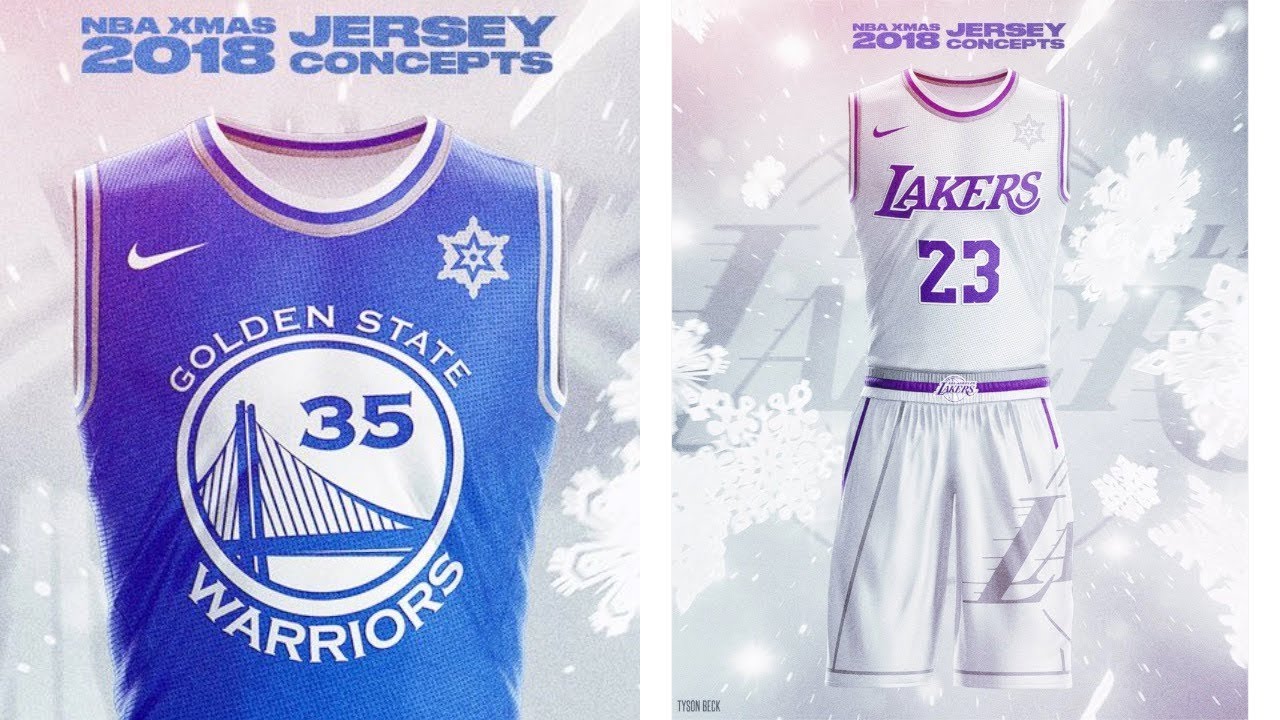 Les maillots des Warriors et des Lakers pour le Christmas Day, imaginés par un fan.