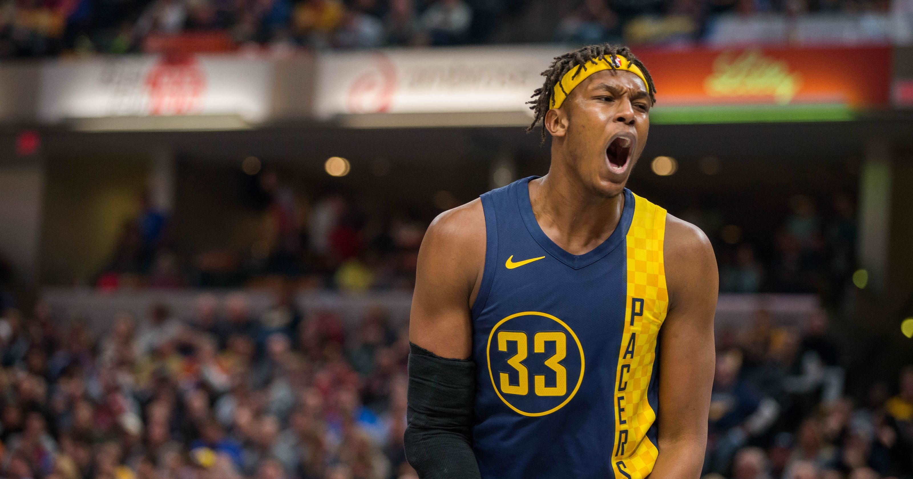 Myles Turner exulte sous le maillot des Pacers