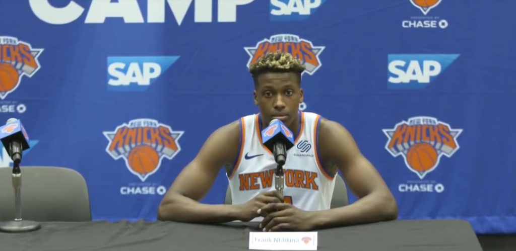 Frank Ntilikina lors du media day des Knicks