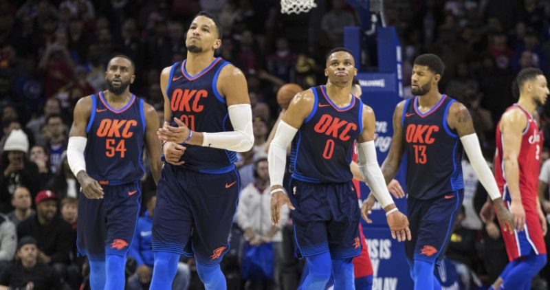 Russell Westbrook et Andre Roberson sous le maillot du Thunder