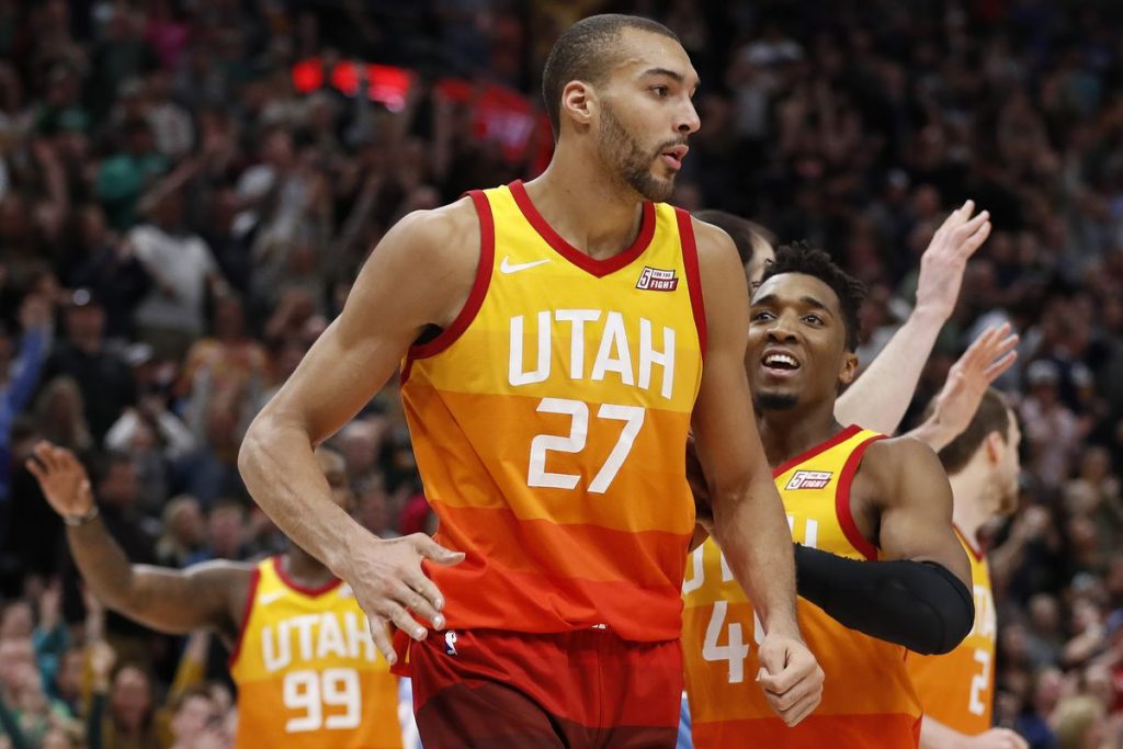 Rudy Gobert sous le maillot du Jazz de l'Utah