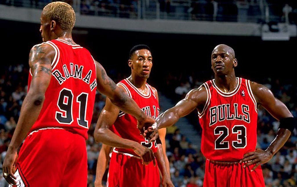Michael Jordan, Scottie Pippen et Dennis Rodman