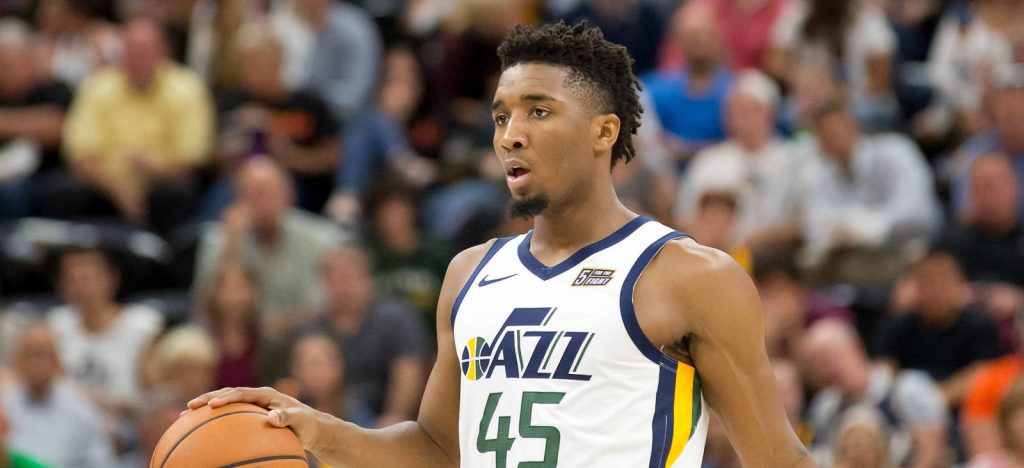 Donovan Mitchell lors de la pré-saison avec le Jazz d'Utah