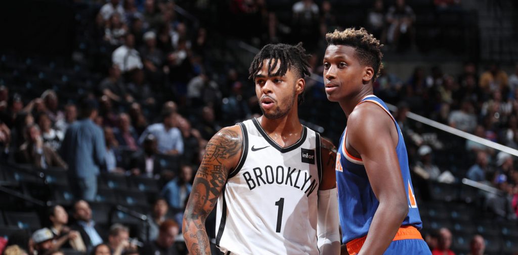 Frank Ntilikina au duel avec D'Angelo Russell