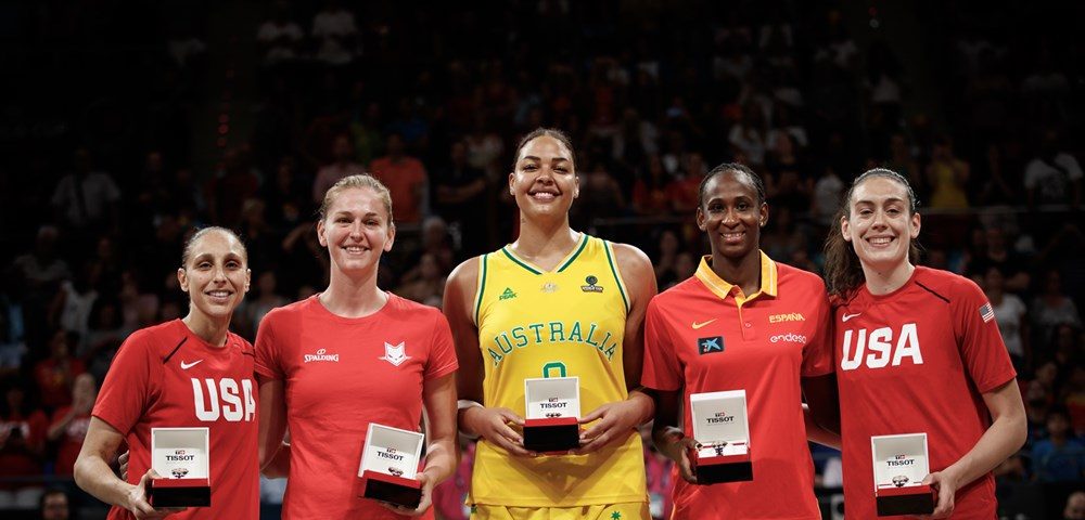 Diana Taurasi, Emma Meesseman, Liz Cambage, Astou Ndour et Breanna Stewart composent le cinq majeur du Mondial