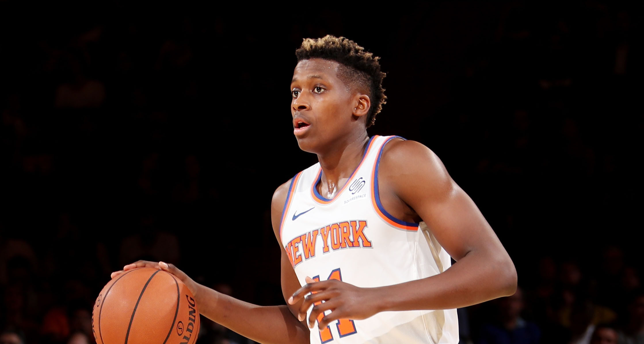 Frank Ntilikina lors de la pré-saison des Knicks.