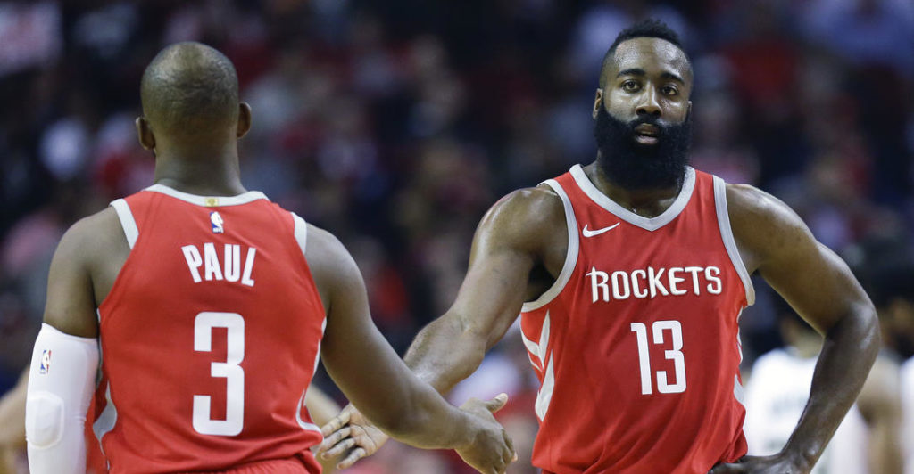 Chris Paul et James Harden sous le maillot des Rockets