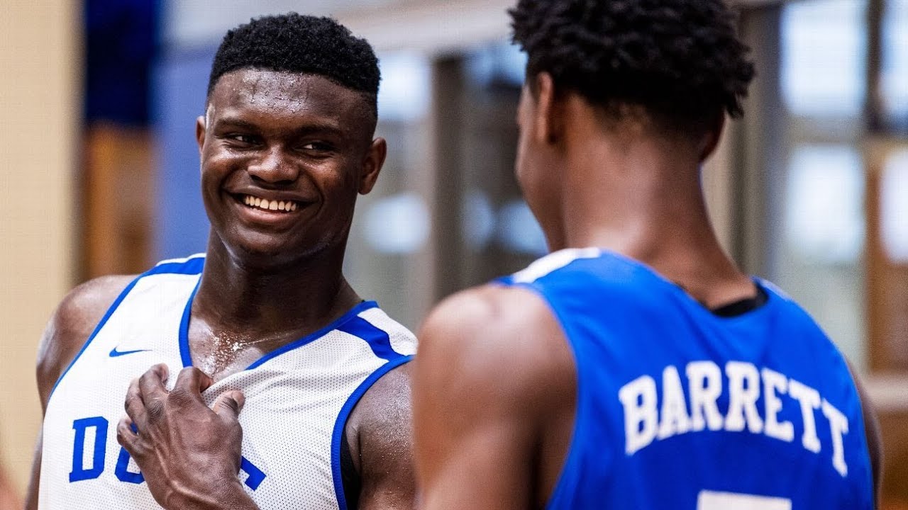 Le freshman Zion Williamson avec son partenaire R.J. Barrett à Duke.