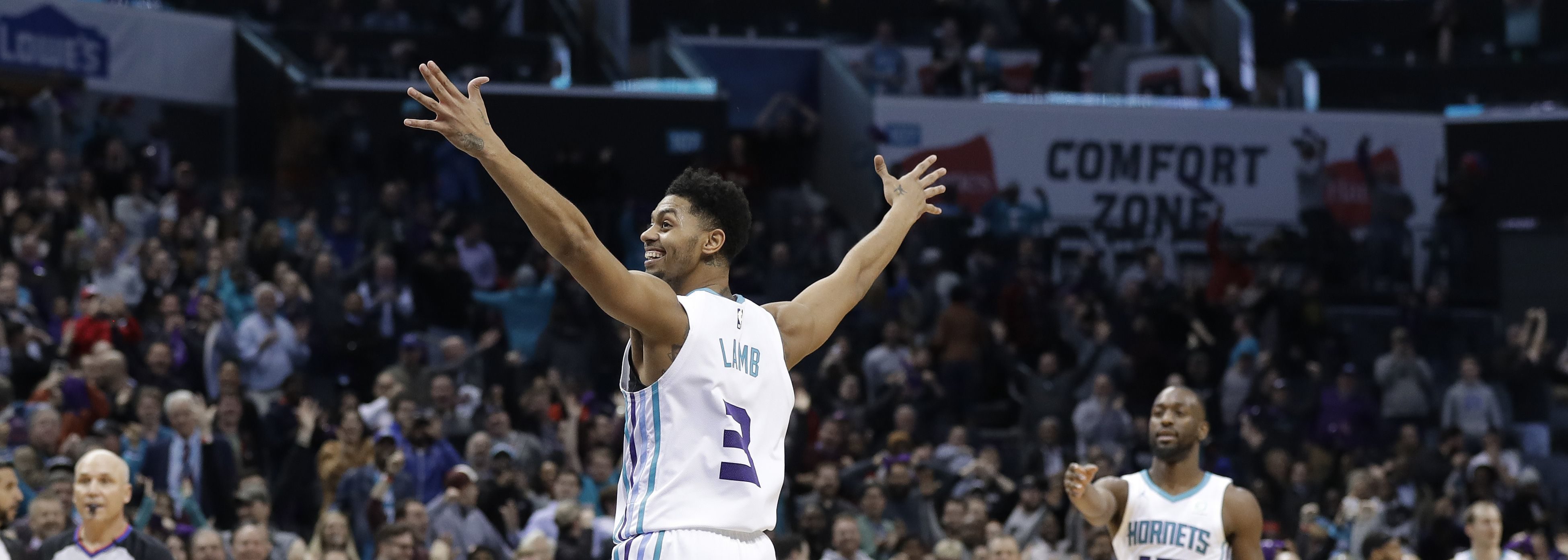 Jeremy Lamb heureux après son panier au Buzzer