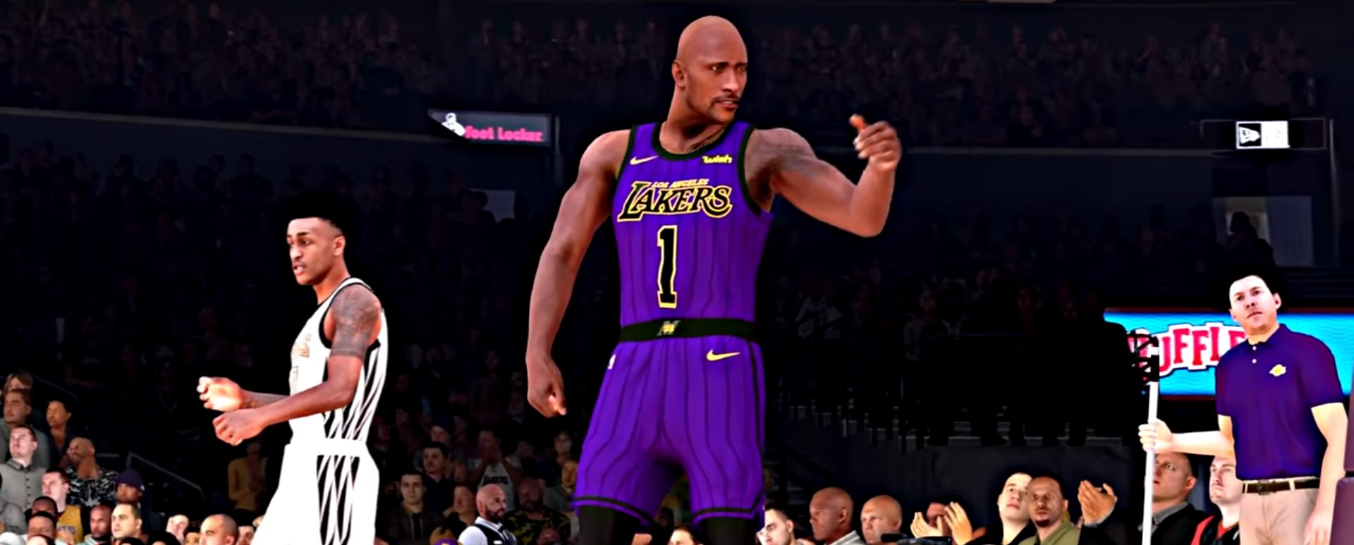 Dwayne johnson a réagit de manière humoristique d'une vidéo de NBA2K19 dans la quelle il porte le maillot des Lakers