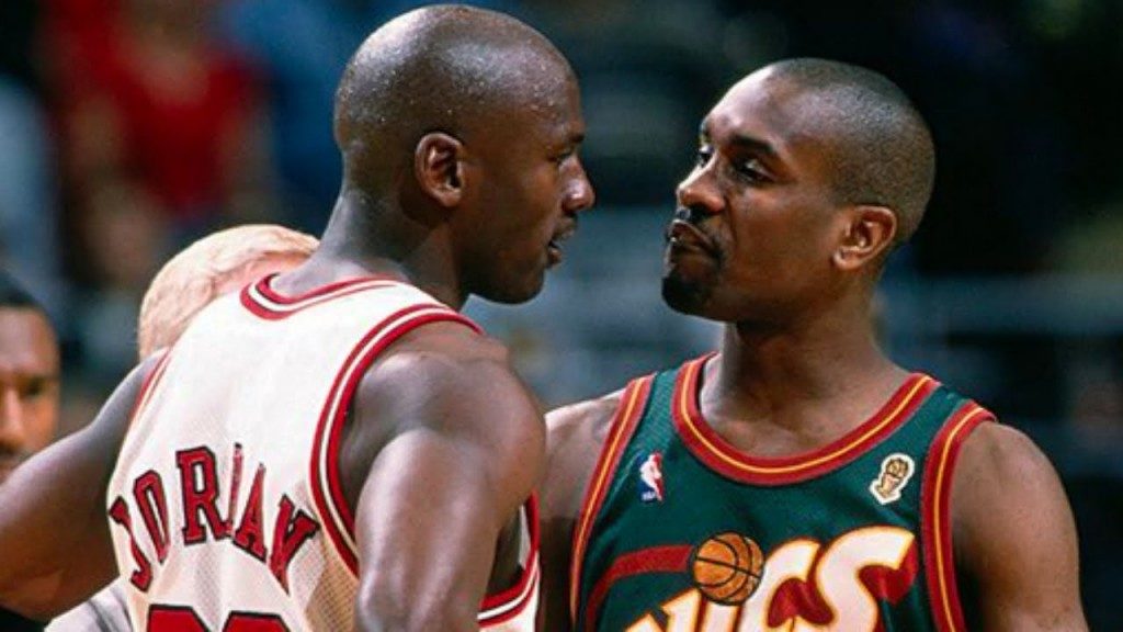 Michael Jordan et Gary Payton durant leur rivalité