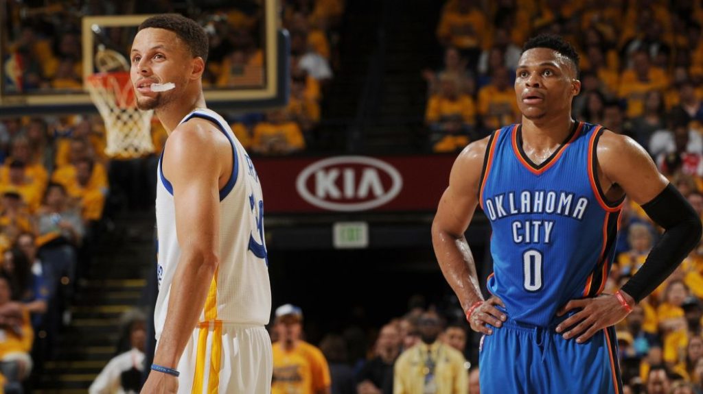 Stephen Curry et Russell Westbrook