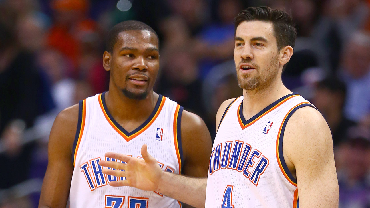 Kevin Durant et Nick Collison sous le maillot du Thunder