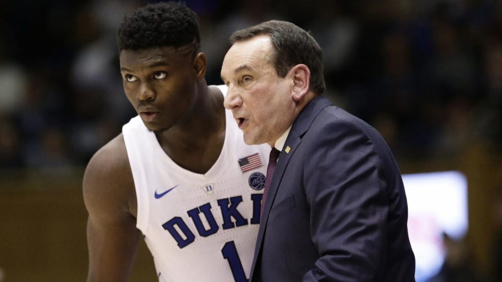 Zion Williamson et Coach K à Duke