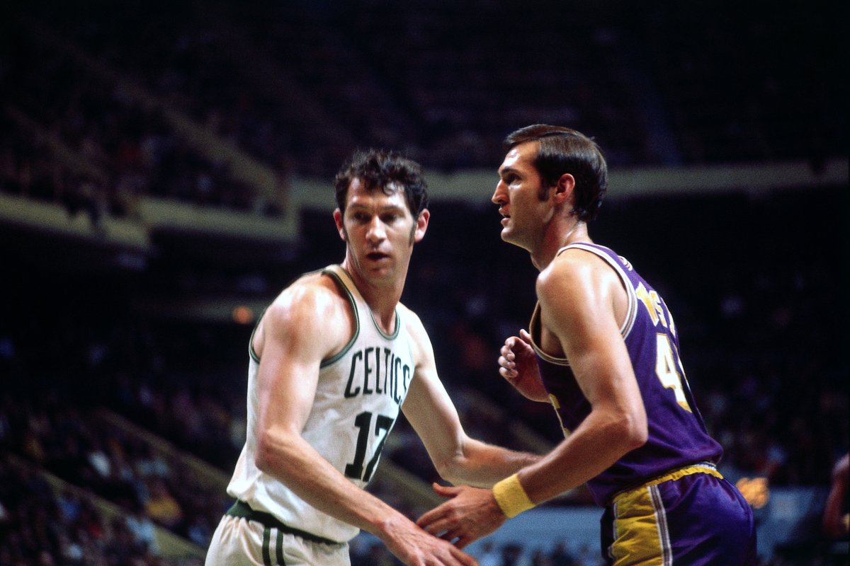 Jerry West et John Havlicek ont souvent eu l'occasion de se croiser.