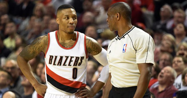 Damian Lillard arbitre 1er match Nuggets