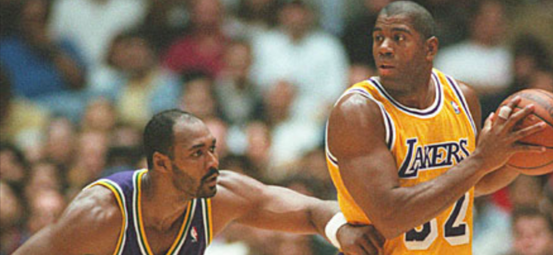 Karl Malone Utah Jazz Magic Johnson Los Angeles Lakers