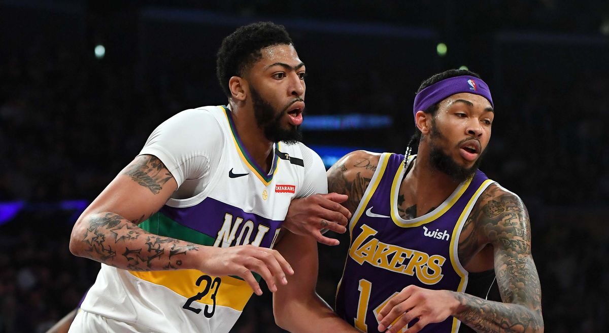 Anthony Davis au duel avec Brandon Ingram