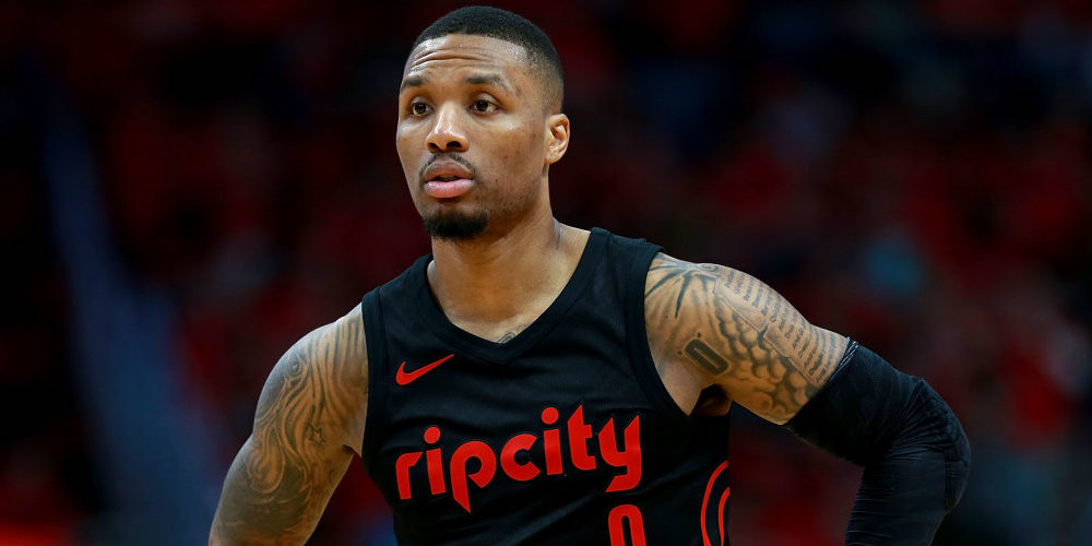 Damian Lillard avec le maillot Rip City