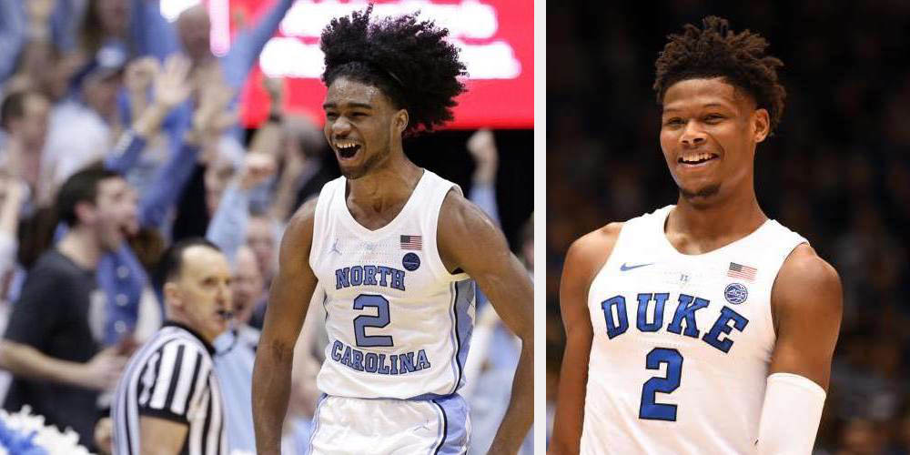 Coby White de North Carolina et Cam Reddish de Duke