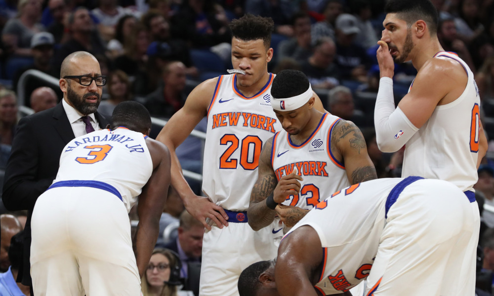 L'équipe des New York Knicks lors d'un match contre Orlando en novembre 2018