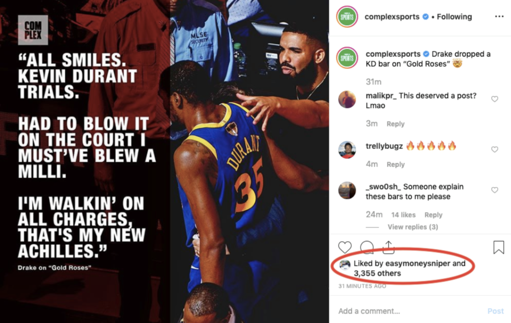 Drake mentionne Kevin Durant dans ses paroles dans son nouveau son "Gold Roses" feat. Rick Ross