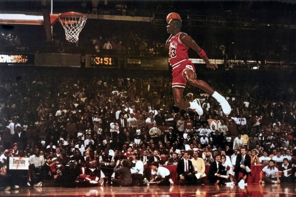 Michael Jordan lors du Dunk Contest 1985