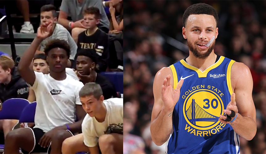 Bronny James place une dédicace à Stephen Curry