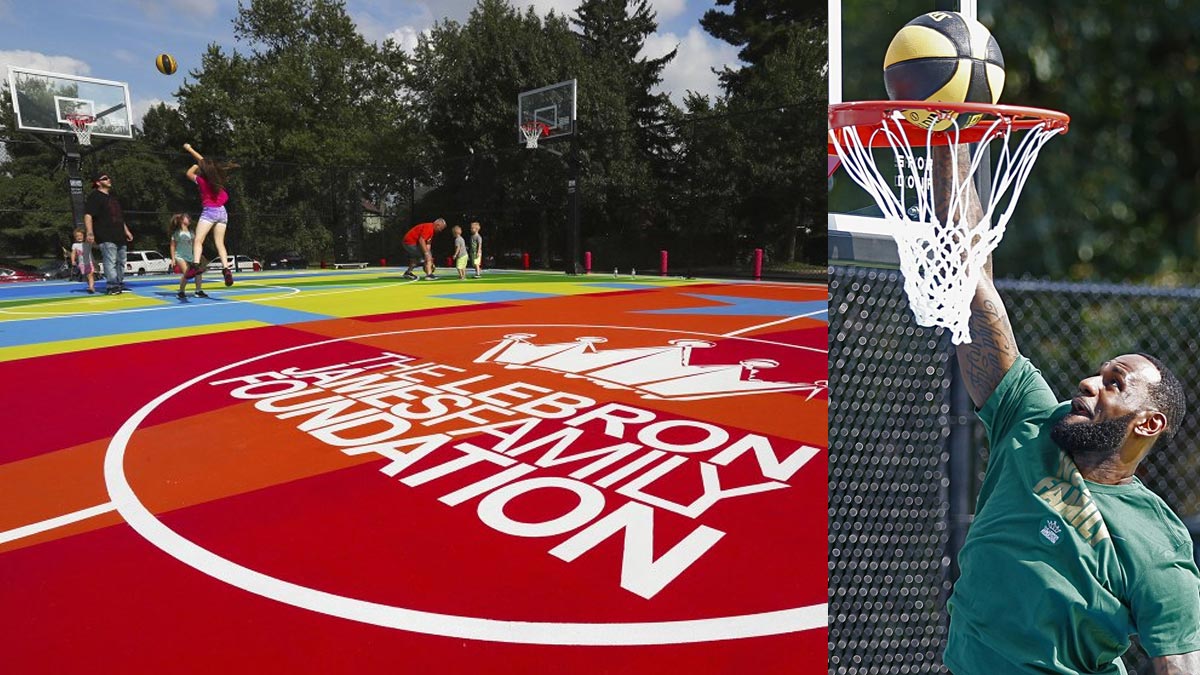 LeBron James Akron terrain basket