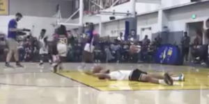 NBA – Steph Curry au sol après la démonstration de tir d’une jeune joueuse