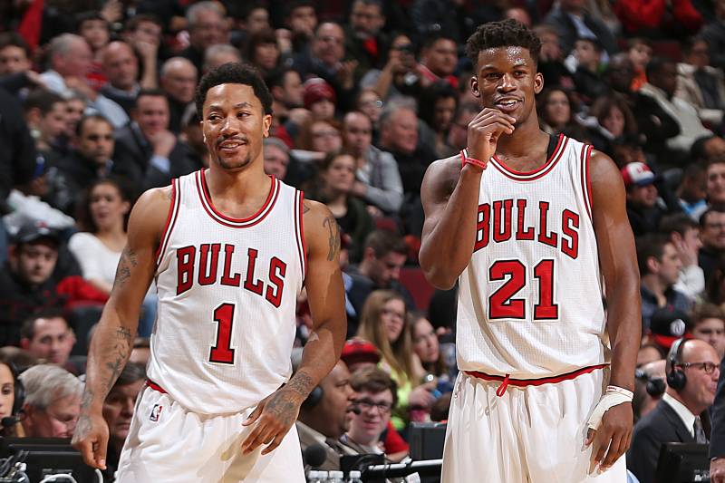 jimmy butler et derrick rose sous le maillot des bulls