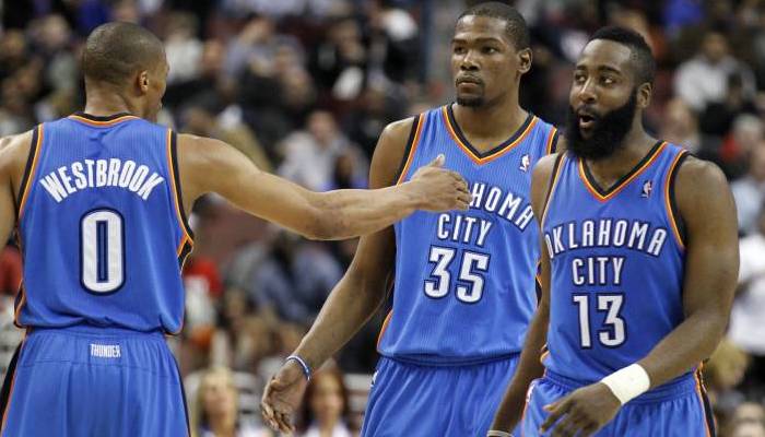 Westbrook, Durant et Harden sous le maillot du Thunder