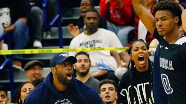 Dwyane Wade et Gabrielle Union célèbrent une action de Bronny James