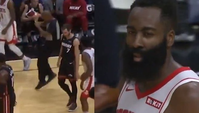 Un arbitre très heureux de siffler marcher sur James Harden