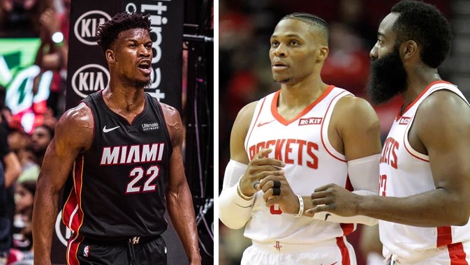 Jimmy Butler, Russell Westbrook et James Harden