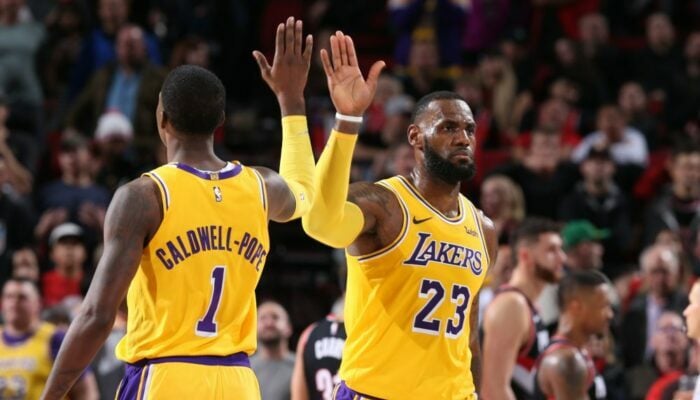 LeBron James et Kentavious Caldwell-Pope des Lakers