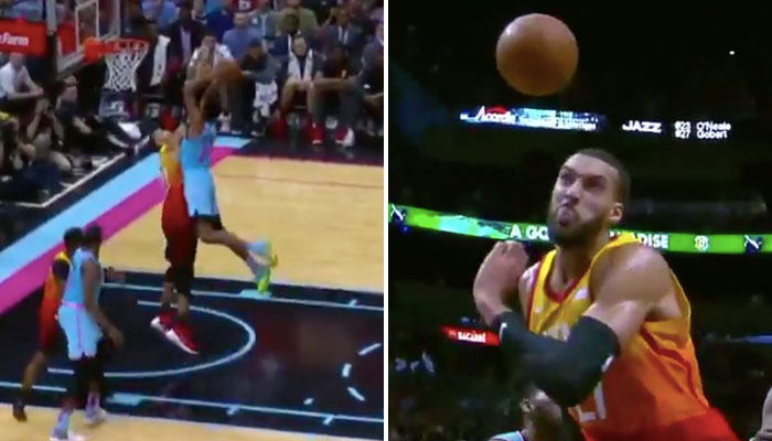 Rudy Gobert se fait dunker dessus par Derrick Jones Jr