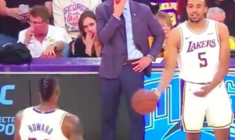 NBA – Dwight Howard essaie de filouter un rookie des Lakers… sans succès scène amusant entre dwight howard et talen horton-tucker