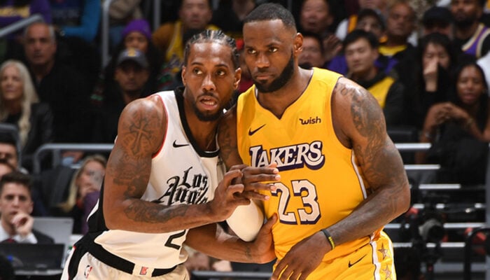 Kawhi Leonard et LeBron James durant Clippers vs Lakers