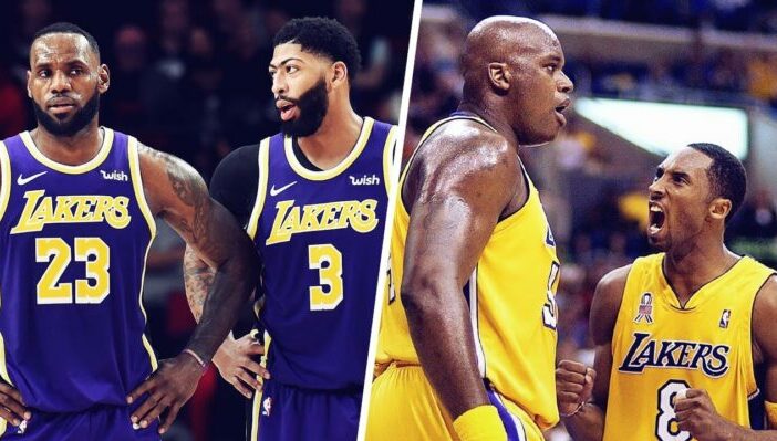 LeBron James, Anthony Davis, Shaquille O'Neal et Kobe Bryant