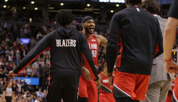 Carmelo Anthony inscrit le game winner pour les Blazers face aux Raptors