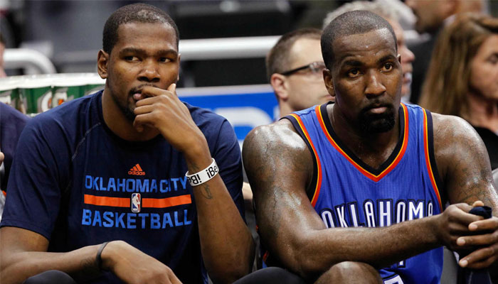 Kevin Durant et Kendrick Perkins à l'époque Oklahoma City Thunder