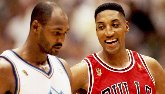 Scottie Pippen et Karl Malone lors des Finales 1997