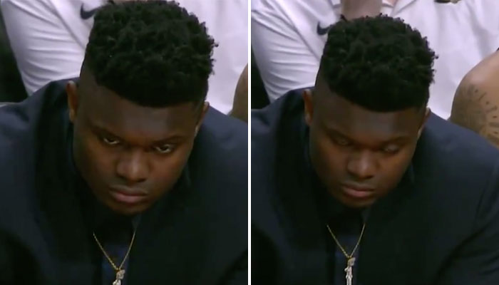 Zion Williamson endormi sur le banc