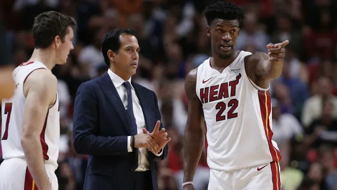 Erik Spolestra et Jimmy Butler du Heat