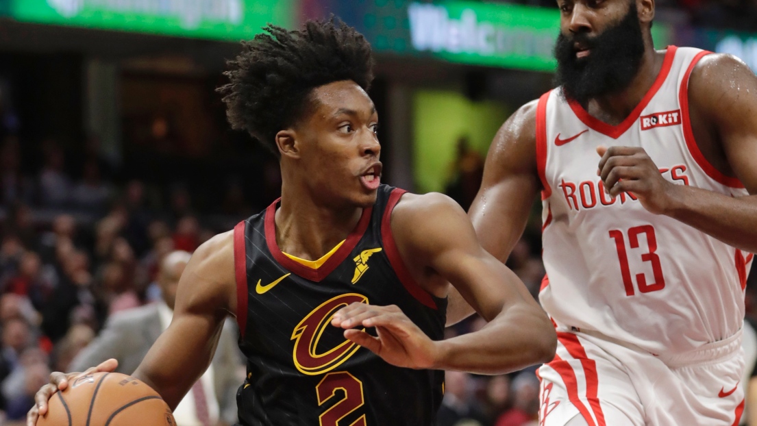 Collin Sexton des Cavaliers devant James Harden