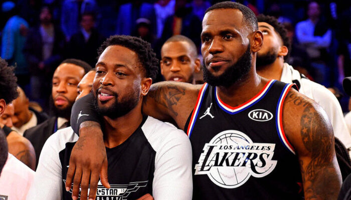 Dwyane Wade et Lebron James lors du All-Star Game 2019