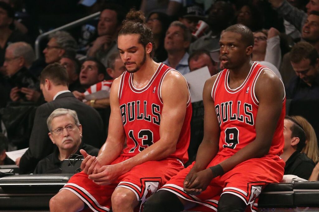 Joakim Noah et Luol Deng sous le maillot des Chicago Bulls